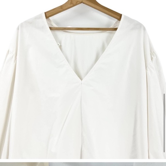 Mijeong Park White Puff Long Sleeve Reversible V-Back Small 100% Cotton - Picture 8 of 8